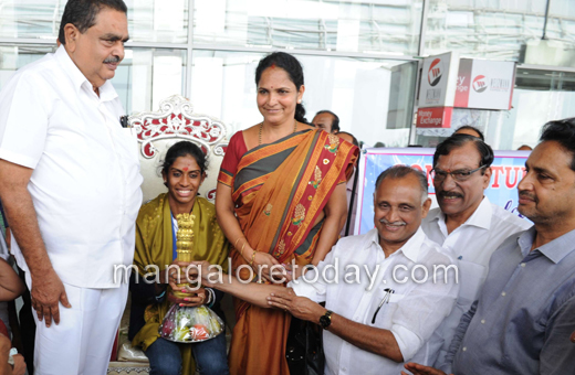 MR Poovamma gets grand welcome in Mangalore